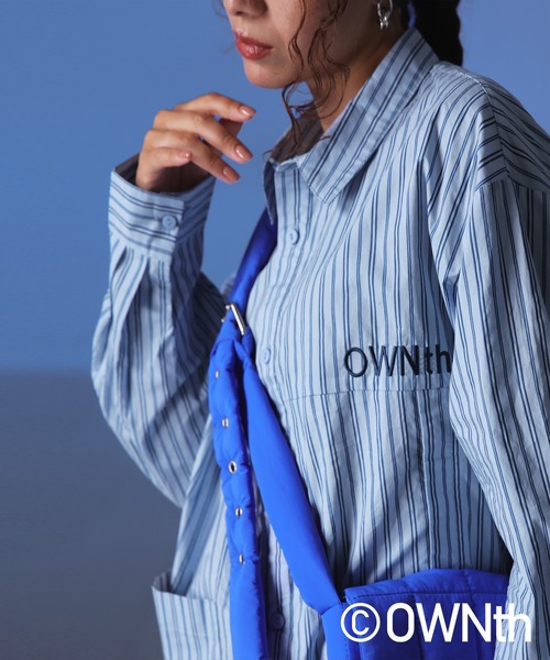 OWNth(オンス)の「デザイン切替ストライプシャツ(シャツ/ブラウス・レディース・ブルー・ONESIZE)」の8枚目の写真