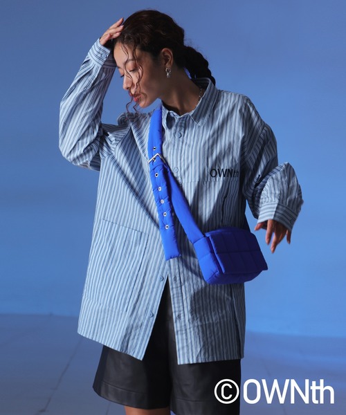 OWNth(オンス)の「デザイン切替ストライプシャツ(シャツ/ブラウス・レディース・ブルー・ONESIZE)」の7枚目の写真