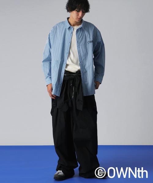 OWNth(オンス)の「デザイン切替ストライプシャツ(シャツ/ブラウス・レディース・ブルー・ONESIZE)」の13枚目の写真