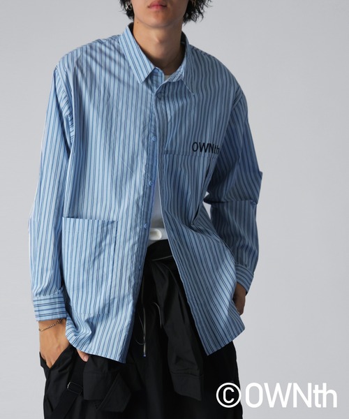 OWNth(オンス)の「デザイン切替ストライプシャツ(シャツ/ブラウス・レディース・ブルー・ONESIZE)」の11枚目の写真