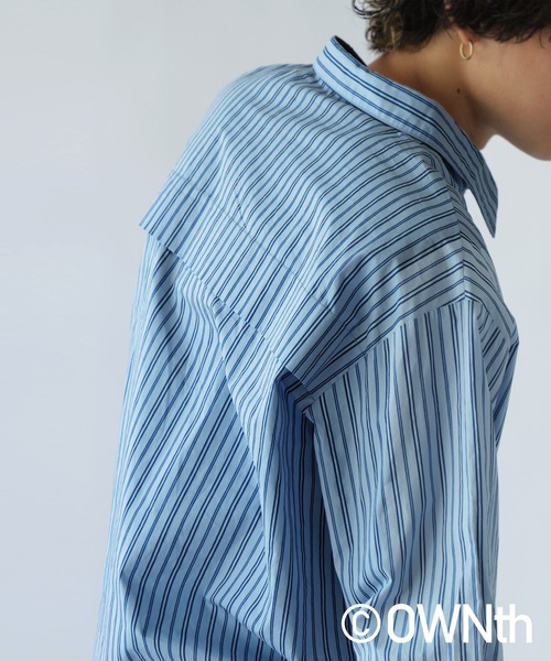 OWNth(オンス)の「デザイン切替ストライプシャツ(シャツ/ブラウス・レディース・ブルー・ONESIZE)」の16枚目の写真