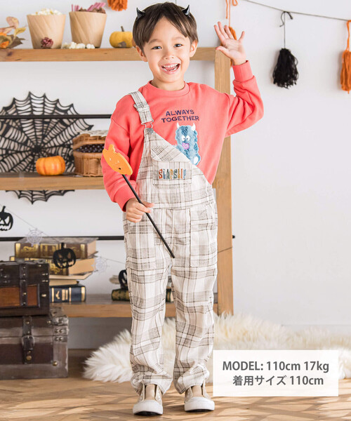 SLAP SLIP（スラップスリップ）の「フラップ胸ポケット付きチェックサロペット(80~120cm)（サロペット/オーバーオール・キッズ・ブラック系その他/ホワイト系その他2・80ｃｍ/90cm/110cm/100cm/120cm）」の3枚目の写真