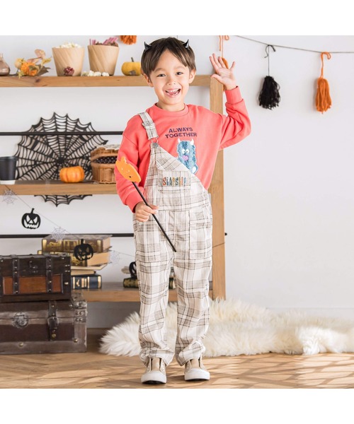 SLAP SLIP（スラップスリップ）の「フラップ胸ポケット付きチェックサロペット(80~120cm)（サロペット/オーバーオール・キッズ・ブラック系その他/ホワイト系その他2・80ｃｍ/90cm/110cm/100cm/120cm）」の21枚目の写真