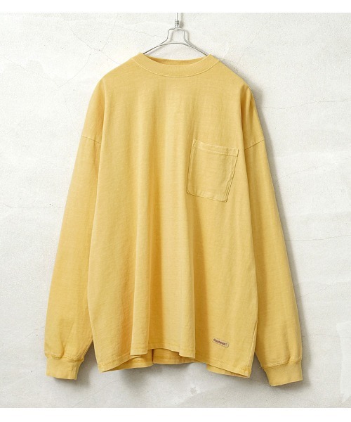 WAIPER.inc(ワイパーインク)の「Goodwear 2W7-64204 製品染め ポケット付き SUPER BIG L/S TEE(Tシャツ/カットソー・メンズ・ネイビー/イエロー/グレイッシュベージュ/チャコールグレー・S/M/L/XL)」の2枚目の写真
