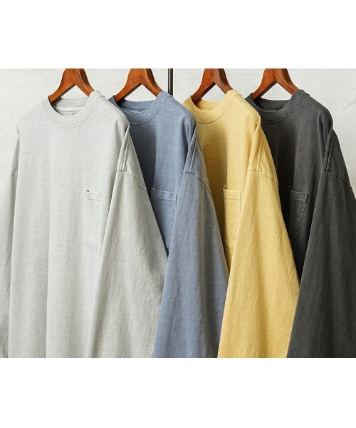 WAIPER.inc(ワイパーインク)の「Goodwear 2W7-64204 製品染め ポケット付き SUPER BIG L/S TEE(Tシャツ/カットソー・メンズ・ネイビー/イエロー/グレイッシュベージュ/チャコールグレー・S/M/L/XL)」の6枚目の写真