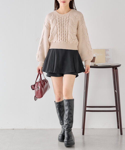 Chico（チコ）の「レイヤードフリルスカパン（スカート・レディース・ブラック系その他2/ブラック/ブラウン・FREE）」の9枚目の写真