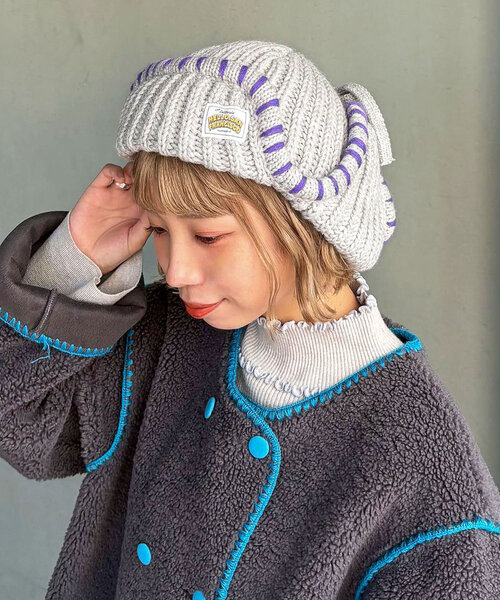 HELLO.SANFRANCISCO（ハローサンフランシスコ）の「【HELLO.SANFRANCISCO/ハローサンフランシスコ】ハンドステッチフライトキャップ（キャップ・レディース・グレー/アイボリー/レッド・ONE SIZE）」の13枚目の写真