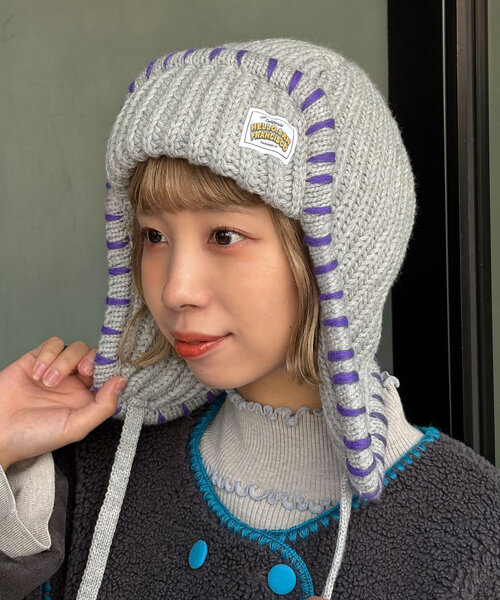 HELLO.SANFRANCISCO（ハローサンフランシスコ）の「【HELLO.SANFRANCISCO/ハローサンフランシスコ】ハンドステッチフライトキャップ（キャップ・レディース・グレー/アイボリー/レッド・ONE SIZE）」の14枚目の写真