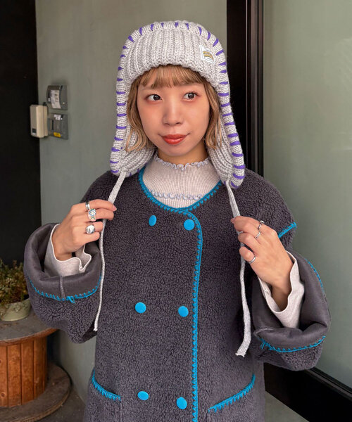 HELLO.SANFRANCISCO（ハローサンフランシスコ）の「【HELLO.SANFRANCISCO/ハローサンフランシスコ】ハンドステッチフライトキャップ（キャップ・レディース・グレー/アイボリー/レッド・ONE SIZE）」の15枚目の写真