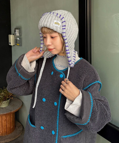 HELLO.SANFRANCISCO（ハローサンフランシスコ）の「【HELLO.SANFRANCISCO/ハローサンフランシスコ】ハンドステッチフライトキャップ（キャップ・レディース・グレー/アイボリー/レッド・ONE SIZE）」の18枚目の写真