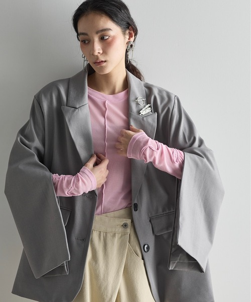 THE YOn（ザヨン）の「コードエンブロイダリーシアーロングスリーブTシャツ（Tシャツ/カットソー・レディース・アイボリー/チャコールグレー/サックスブルー/ピンク・FREE）」の22枚目の写真