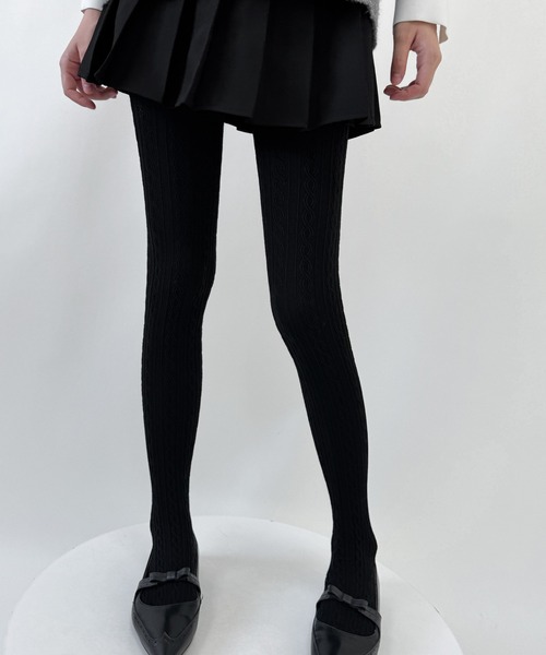 Nia(ニア)の「Nia(ニア)/レースデザイン コットンタイツ(タイツ/ストッキング・レディース・ベージュ/ダークグレー/グレー/ブラック/ピンク/ブラウン/ホワイト/パープル・FREE)」の12枚目の写真