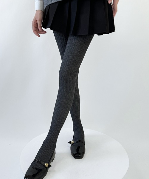 Nia(ニア)の「Nia(ニア)/レースデザイン コットンタイツ(タイツ/ストッキング・レディース・ベージュ/ダークグレー/グレー/ブラック/ピンク/ブラウン/ホワイト/パープル・FREE)」の15枚目の写真