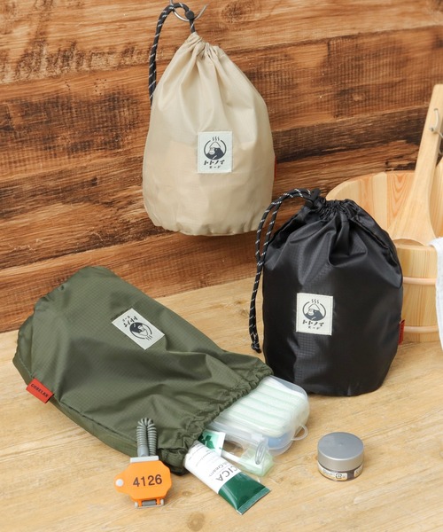 ごリラックス（ゴリラックス）の「GORELAX 撥水 リップストップ ととのい 巾着バッグ まもるさん（ポーチ・メンズ・ブラック/カーキ/ベージュ・FREE）」の18枚目の写真