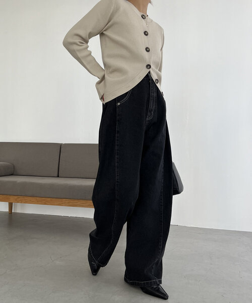 CAPRICIEUX LE'MAGE（カプリシューレマージュ）の「サイドタックデニム（デニムパンツ・レディース・ブラック・38/36）」の10枚目の写真