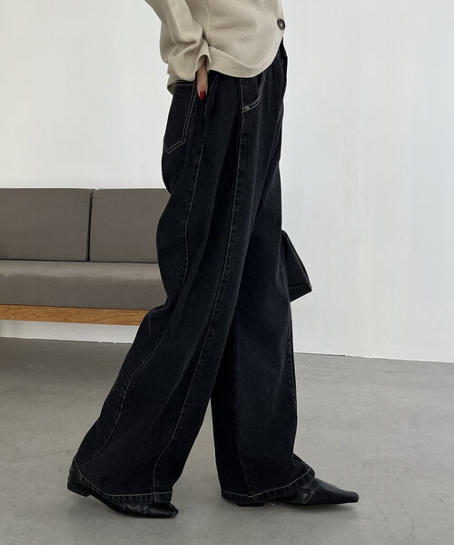 CAPRICIEUX LE'MAGE（カプリシューレマージュ）の「サイドタックデニム（デニムパンツ・レディース・ブラック・38/36）」の11枚目の写真