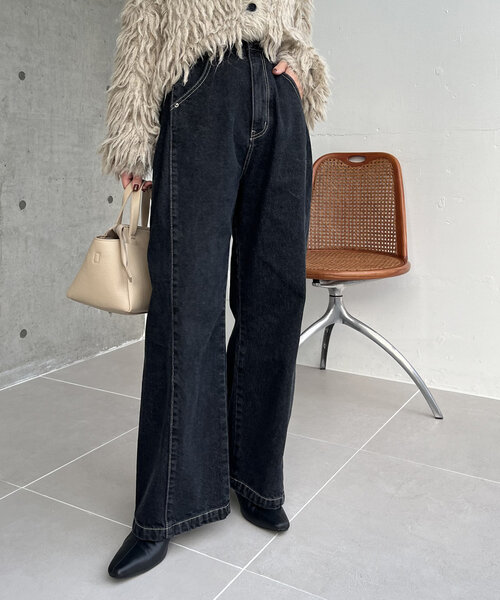 CAPRICIEUX LE'MAGE（カプリシューレマージュ）の「サイドタックデニム（デニムパンツ・レディース・ブラック・38/36）」の14枚目の写真