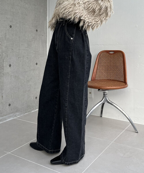 CAPRICIEUX LE'MAGE（カプリシューレマージュ）の「サイドタックデニム（デニムパンツ・レディース・ブラック・38/36）」の16枚目の写真