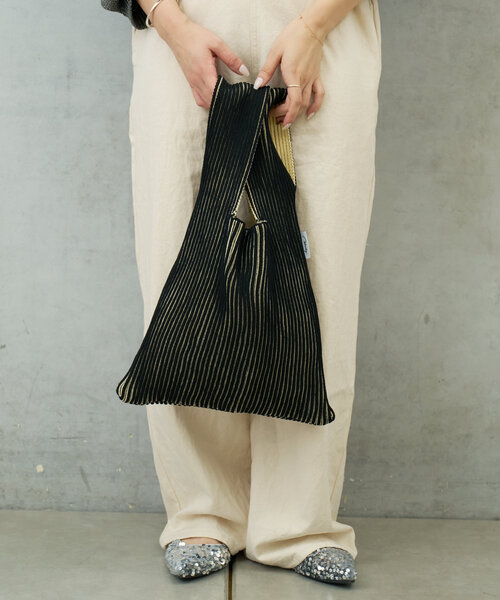 Actually(アクチュアリー)の「リブニットマルシェバッグ(トートバッグ・レディース・グレー/ブラック/グリーン・0)」の5枚目の写真