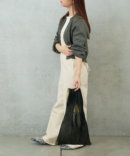 Actually(アクチュアリー)の「リブニットマルシェバッグ(トートバッグ・レディース・グレー/ブラック/グリーン・0)」の6枚目の写真