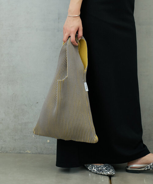 Actually(アクチュアリー)の「リブニットマルシェバッグ(トートバッグ・レディース・グレー/ブラック/グリーン・0)」の13枚目の写真