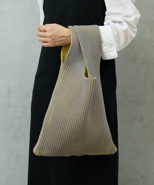 Actually(アクチュアリー)の「リブニットマルシェバッグ(トートバッグ・レディース・グレー/ブラック/グリーン・0)」の14枚目の写真