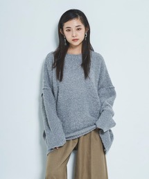 【150㎝前後の小柄さんサイズ】ブークレーニット ビッグシルエット プルオーバー