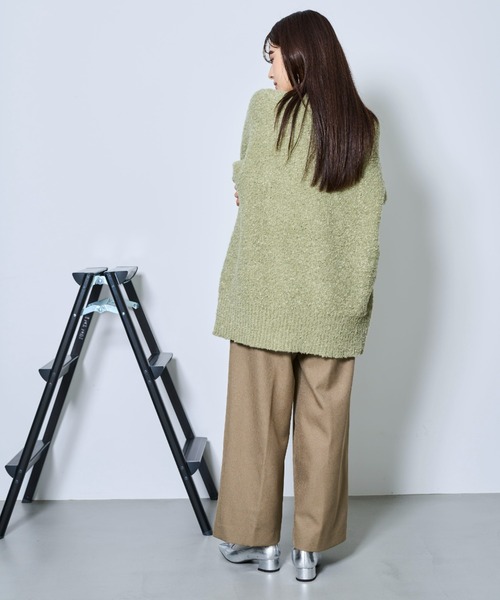 tarin arin(タリンアリン)の「【150㎝前後の小柄さんサイズ】ブークレーニット ビッグシルエット プルオーバー(ニット/セーター・レディース・イエロー/ライトグレー/グリーン・S/M)」の9枚目の写真