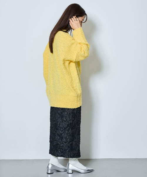 tarin arin(タリンアリン)の「【150㎝前後の小柄さんサイズ】ブークレーニット ビッグシルエット プルオーバー(ニット/セーター・レディース・イエロー/ライトグレー/グリーン・S/M)」の12枚目の写真
