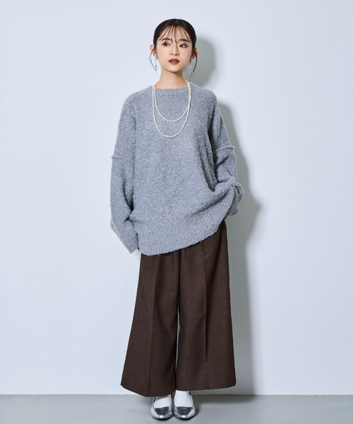 tarin arin(タリンアリン)の「【150㎝前後の小柄さんサイズ】ブークレーニット ビッグシルエット プルオーバー(ニット/セーター・レディース・イエロー/ライトグレー/グリーン・S/M)」の19枚目の写真