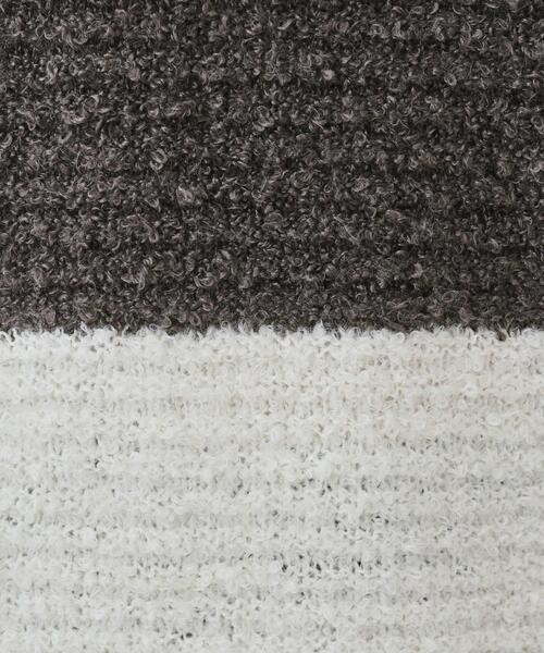 Cutie Blonde（キューティーブロンド）の「◆【S-LL】ふわふわブークレ調 ワイドボーダーニット（ニット/セーター・レディース・チャコール/ブルー系2/ピンク系7・04/03/02/01）」の7枚目の写真