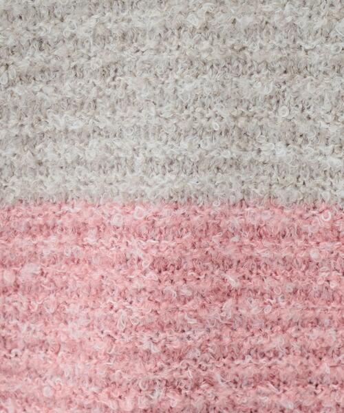 Cutie Blonde（キューティーブロンド）の「◆【S-LL】ふわふわブークレ調 ワイドボーダーニット（ニット/セーター・レディース・チャコール/ブルー系2/ピンク系7・04/03/02/01）」の15枚目の写真