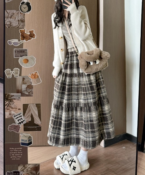 ENLIKE（エンリケ）の「ティアードデザインチェックスカート（スカート