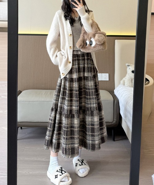 ENLIKE（エンリケ）の「ティアードデザインチェックスカート（スカート