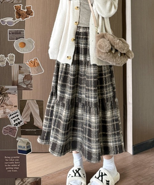 ENLIKE（エンリケ）の「ティアードデザインチェックスカート（スカート