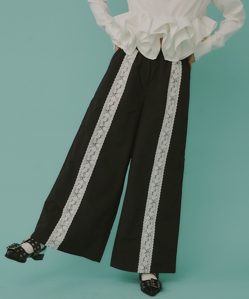 VIOLETTA（ヴィオレッタ）の「レースラインワイドパンツ（その他パンツ・レディース・ブラック/ライトブルー・S/M）」の8枚目の写真