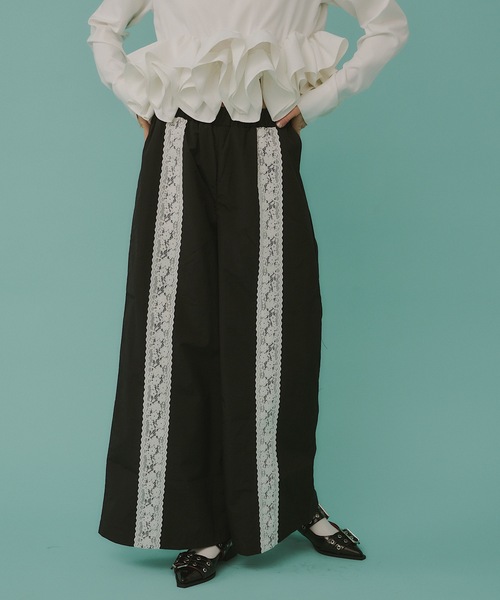 VIOLETTA（ヴィオレッタ）の「レースラインワイドパンツ（その他パンツ・レディース・ブラック/ライトブルー・S/M）」の9枚目の写真