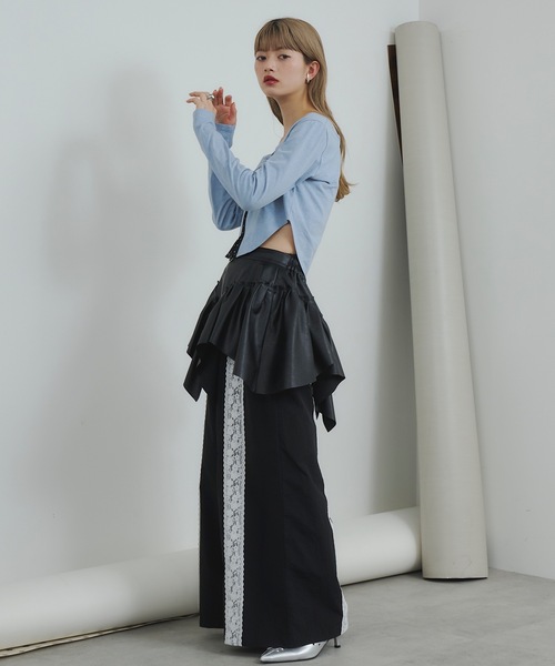 VIOLETTA（ヴィオレッタ）の「レースラインワイドパンツ（その他パンツ・レディース・ブラック/ライトブルー・S/M）」の4枚目の写真