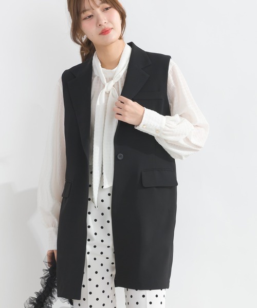 PICCIN（ピッチン）の「【セットアップ可能】バックリボンジレ（ベスト・レディース・オフホワイト/ブラック・M）」の11枚目の写真