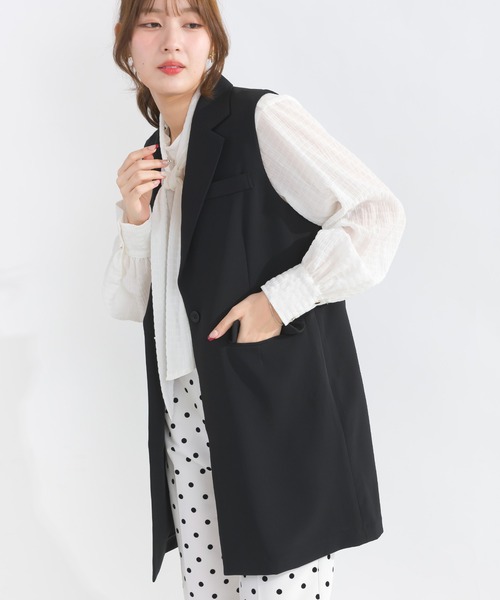 PICCIN（ピッチン）の「【セットアップ可能】バックリボンジレ（ベスト・レディース・オフホワイト/ブラック・M）」の14枚目の写真