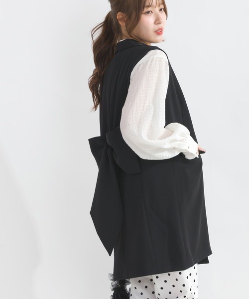 PICCIN（ピッチン）の「【セットアップ可能】バックリボンジレ（ベスト・レディース・オフホワイト/ブラック・M）」の12枚目の写真