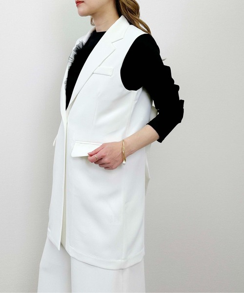 PICCIN（ピッチン）の「【セットアップ可能】バックリボンジレ（ベスト・レディース・オフホワイト/ブラック・M）」の10枚目の写真