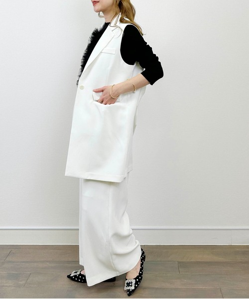 PICCIN（ピッチン）の「【セットアップ可能】バックリボンジレ（ベスト・レディース・オフホワイト/ブラック・M）」の7枚目の写真