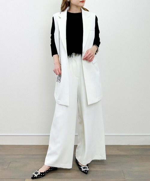 PICCIN（ピッチン）の「【セットアップ可能】バックリボンジレ（ベスト・レディース・オフホワイト/ブラック・M）」の6枚目の写真