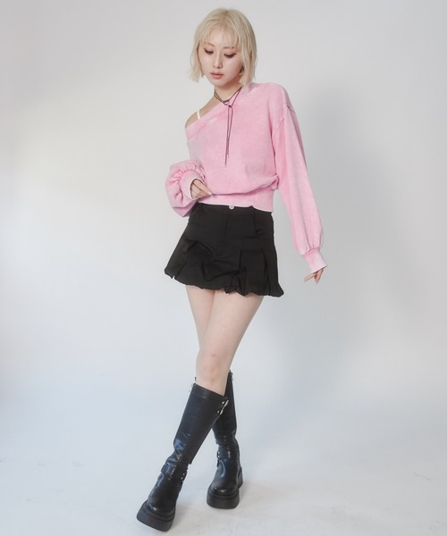 ENVYM（アンビー）の「ピグメントオフショルスウェット（スウェット・レディース・ブラック/ピンク・FREE）」の17枚目の写真