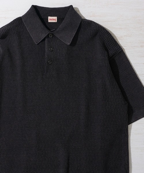 Healthknit(ヘルスニット)の「【Healthknit】Polo Collar S/S Knit / ニットポロシャツ(ポロシャツ・メンズ・アイボリー/ブラック・MEDIUM/X-LARGE/LARGE)」の2枚目の写真