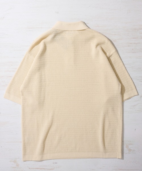 Healthknit(ヘルスニット)の「【Healthknit】Polo Collar S/S Knit / ニットポロシャツ(ポロシャツ・メンズ・アイボリー/ブラック・MEDIUM/X-LARGE/LARGE)」の6枚目の写真
