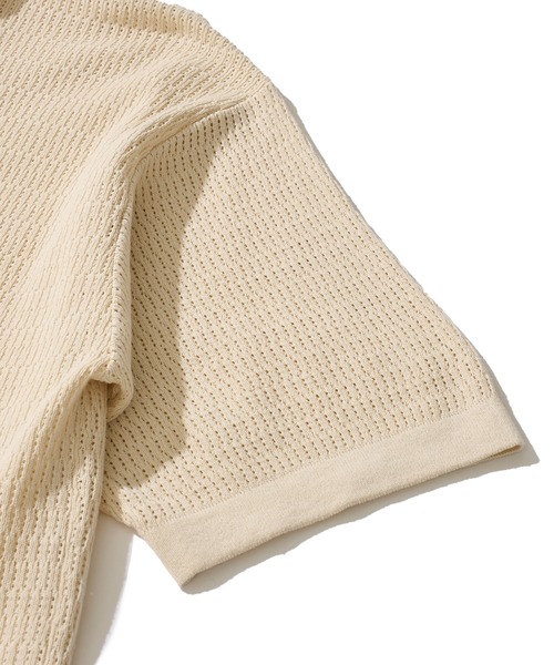 Healthknit(ヘルスニット)の「【Healthknit】Polo Collar S/S Knit / ニットポロシャツ(ポロシャツ・メンズ・アイボリー/ブラック・MEDIUM/X-LARGE/LARGE)」の8枚目の写真