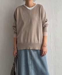 レーヨンポリV袖チュールニット