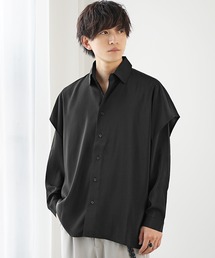 【MinoriTY】さら艶オーバーサイズショルダーレイヤードレギュラーカラーシャツ